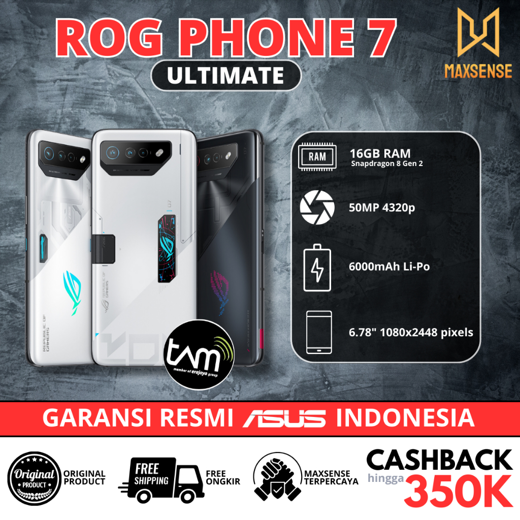 TAM Asus Rog Phone 7 Ultimate RAM 18GB 16/512GB 12/256GB 8/256 Resmi Indonesia