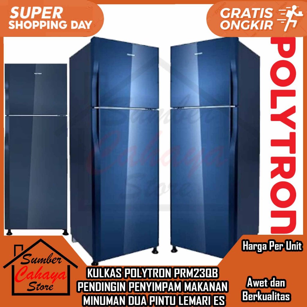 [Kargo] KULKAS POLYTRON PRM23QB 2 PINTU FREEZER LEMARI ES PENDINGIN PENYIMPAM MAKANAN MINUMAN BIG FR