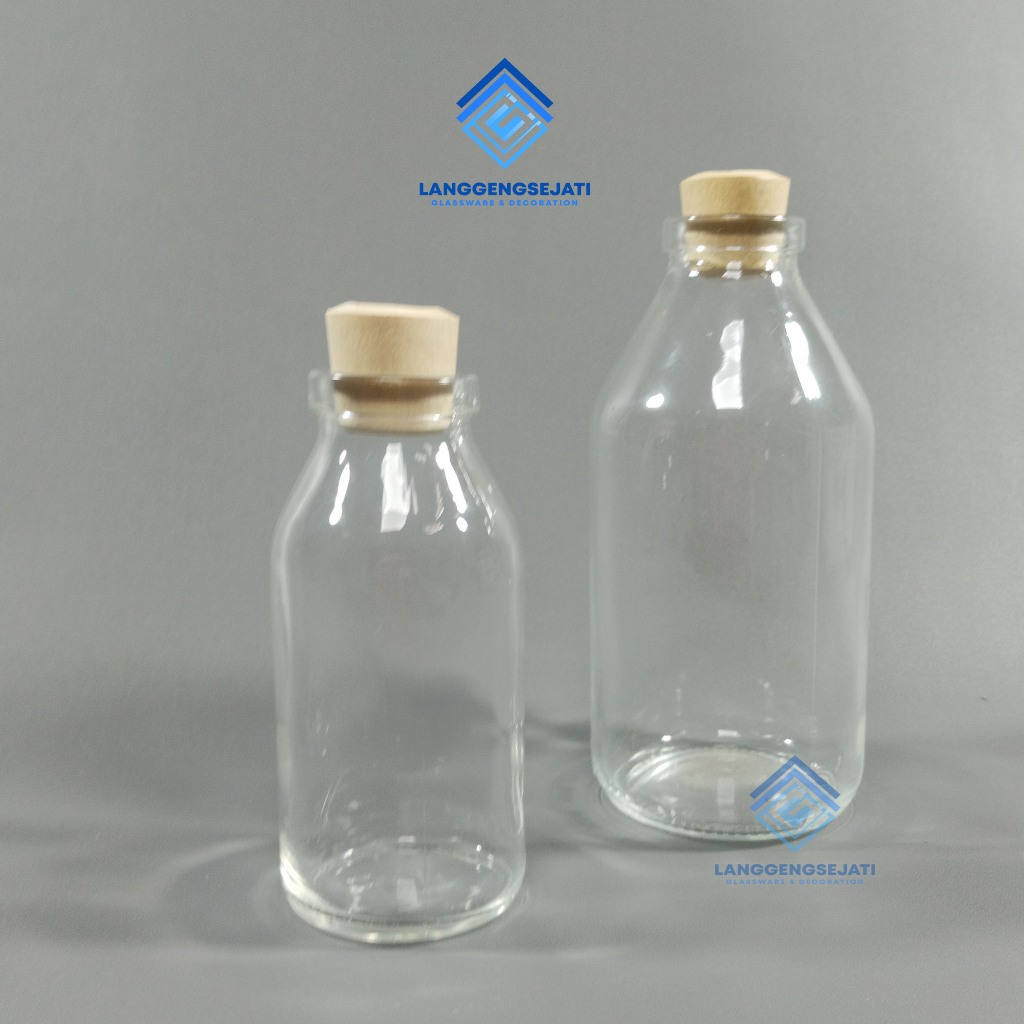 BOTOL TUTUP KAYU CORK KACA CRAFT BOTOL BUMBU TUTUP KAYU 100ml 250ml / BOTOL SOUVENIR / BOTOL KACA VA