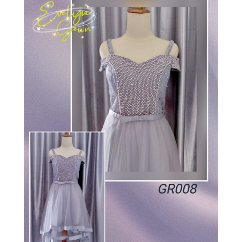 gaun/dress pesta grey ekor preloved