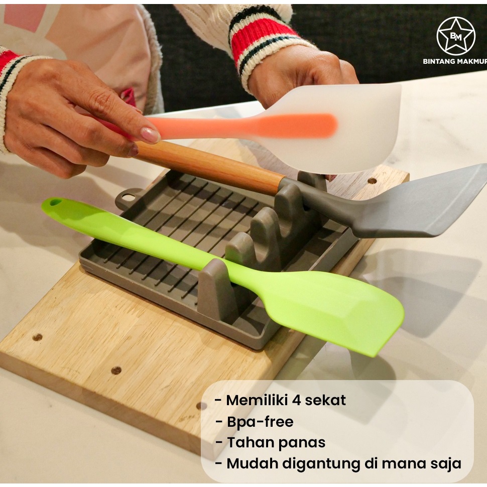 Tatakan Sendok Spatula Rak Sepatula Sutil Tempat tutup panci sendok