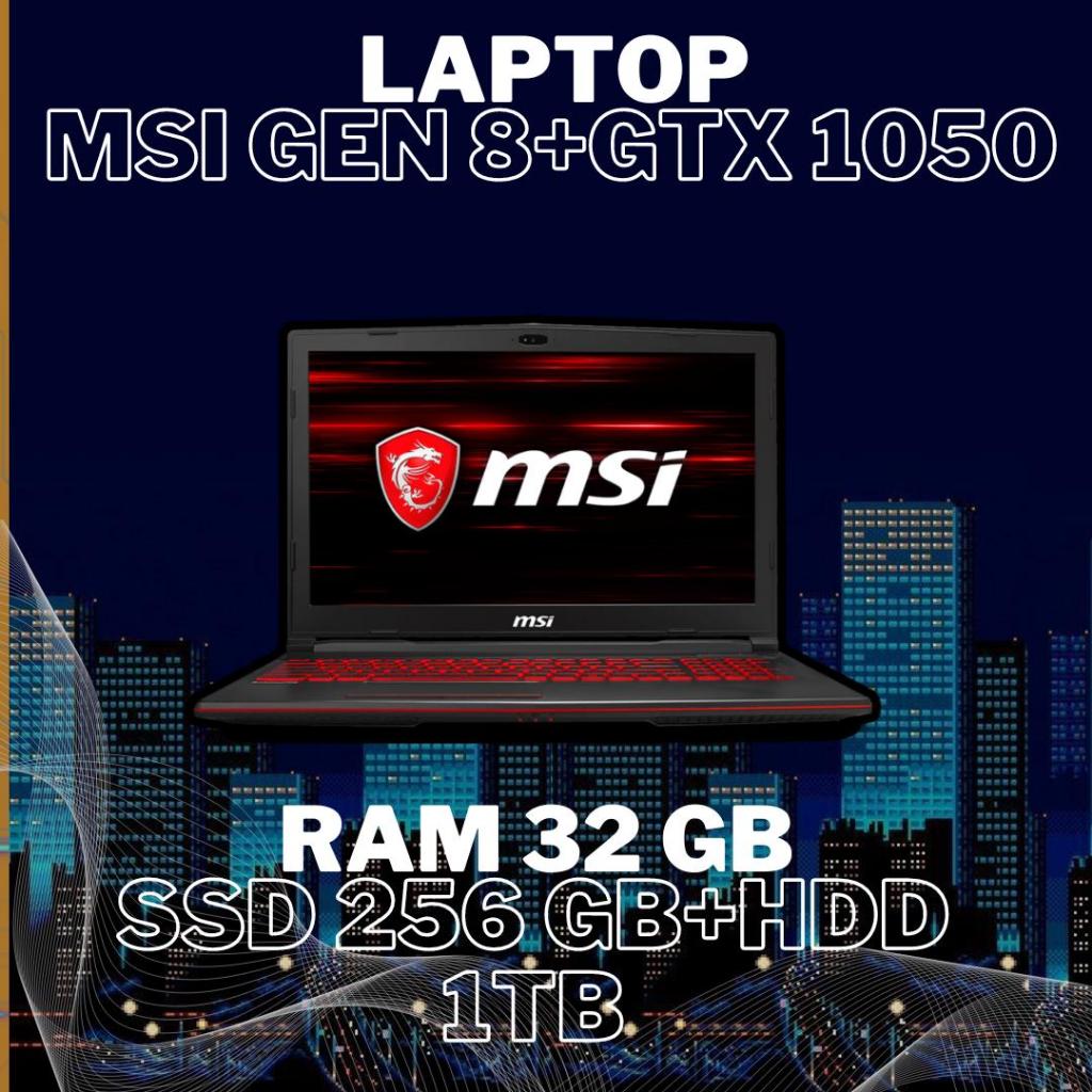 LAPTOP GAMING MSI GL63-8RC I7 8750H+1050 RAM 32 GB SSD 256+HDD 1 TB 2ND