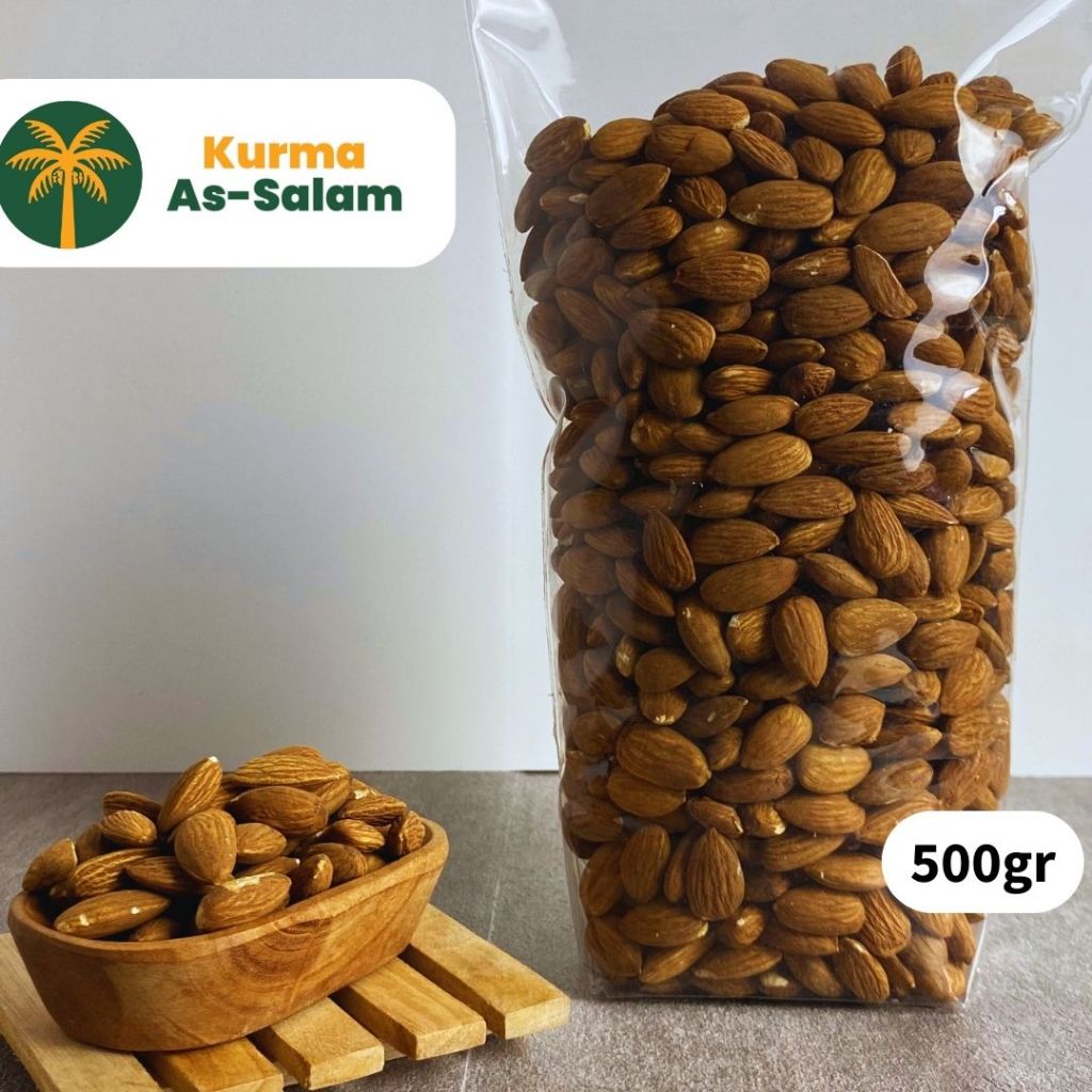 

Kacang Almond Panggang Kupas Kemasan 500gram (ROASTED) Renyah dan Lezat
