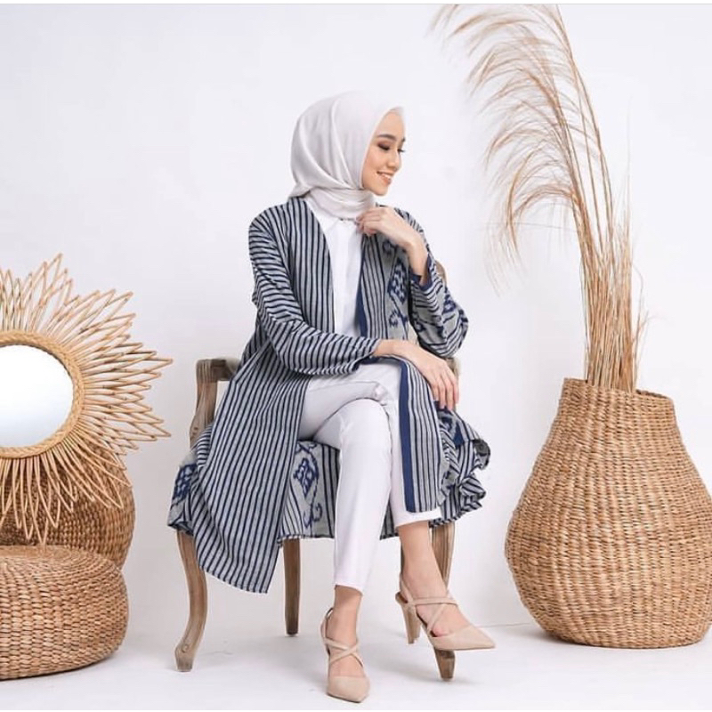 Baju tenun outer panjang L01
