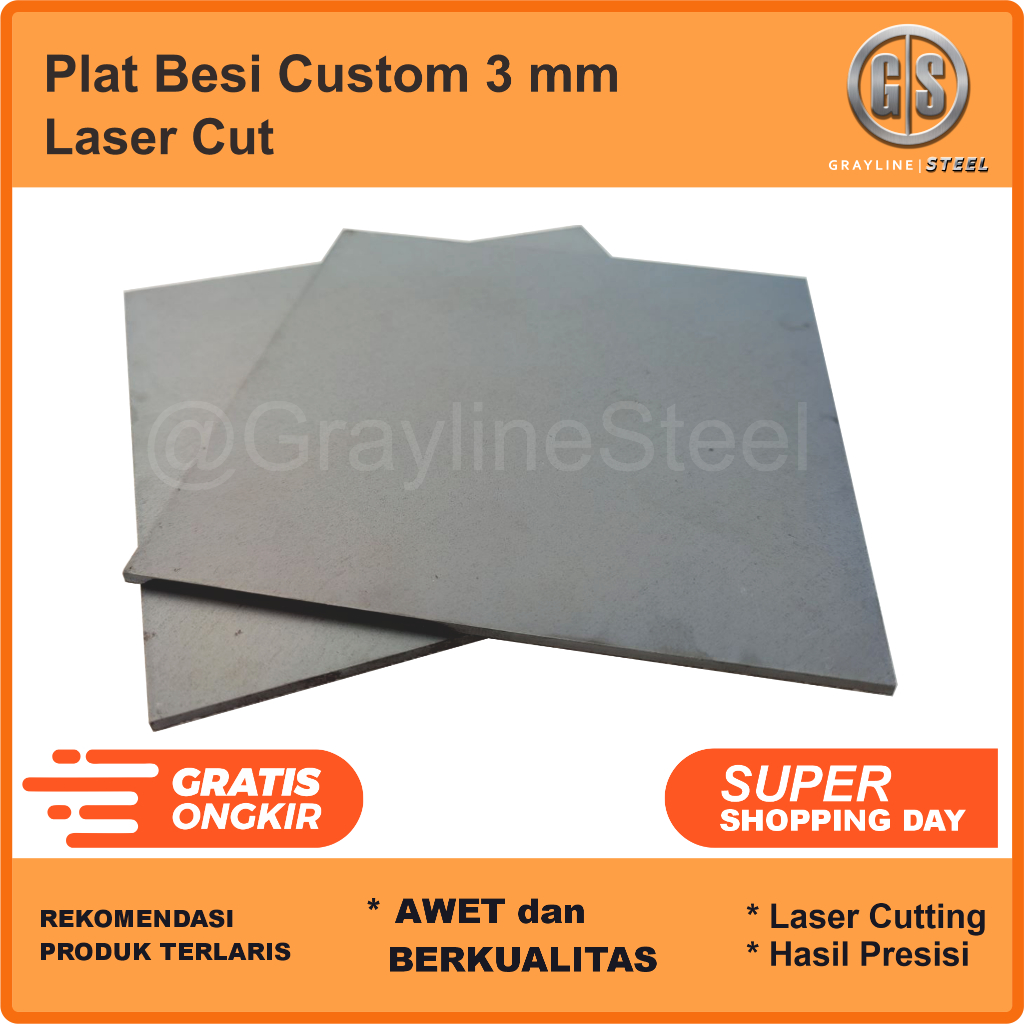 Plat Besi Custom - 3 mm - Laser Cut