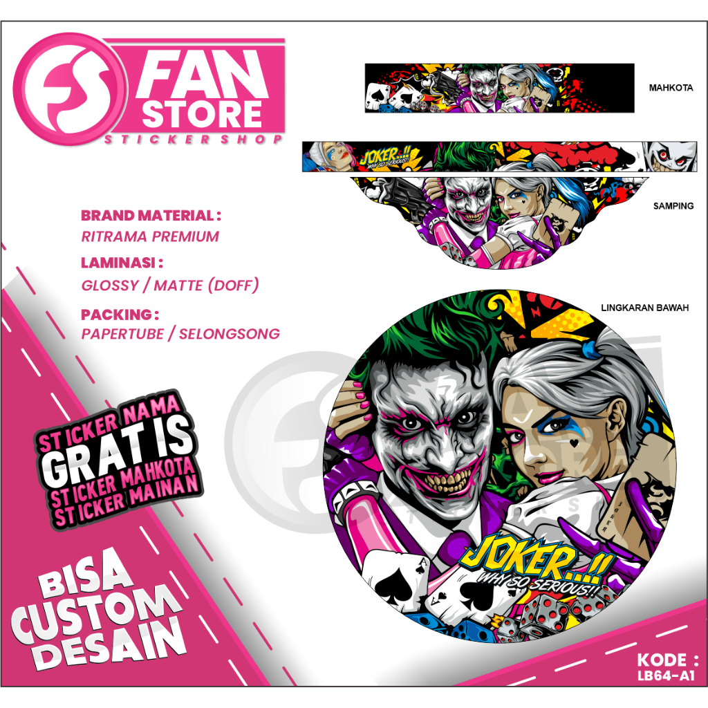 STIKER KANDANG LOVEBIRD EBOD JAYA MOTIF JOKER - DECAL STIKER SANGKAR LOVEBIRD CUSTOM MOTIF - KODE LB