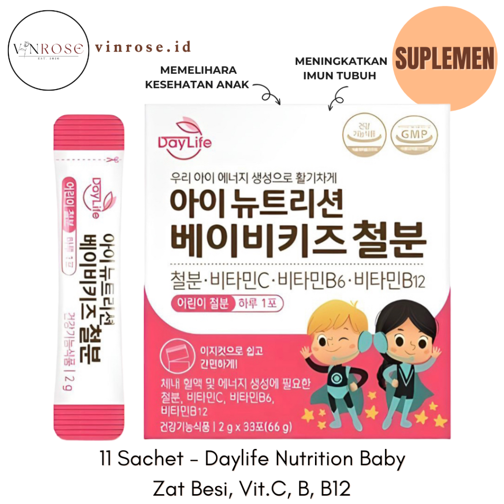 [11 Sachet] Daylife Nutrition Baby Kids Zat Besi, Vitamin C, B, B12 Vitamin Anak/ Vitamin Anak