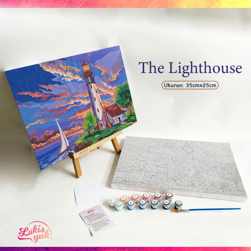 

The Lighthouse - Paint by Numbers Kit - 35x25cm - Cat Akrilik - Kanvas Lukis - by LukisYuk