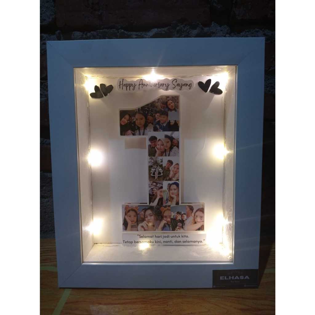 (FREE LAMPU LED) Frame foto 3D - Frame 3D kolase foto angka - Kado aesthetic - Hadiah anniversary - 