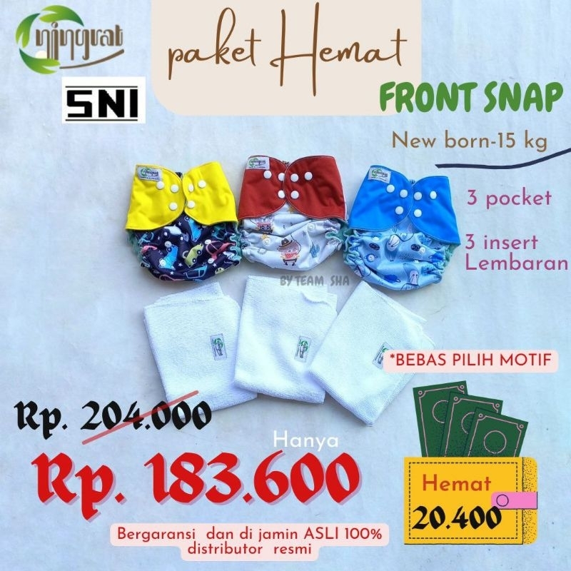 popok bayi Clodi murah berkualitas SNI 3 clodi front snap dengan 3 insert microfiber