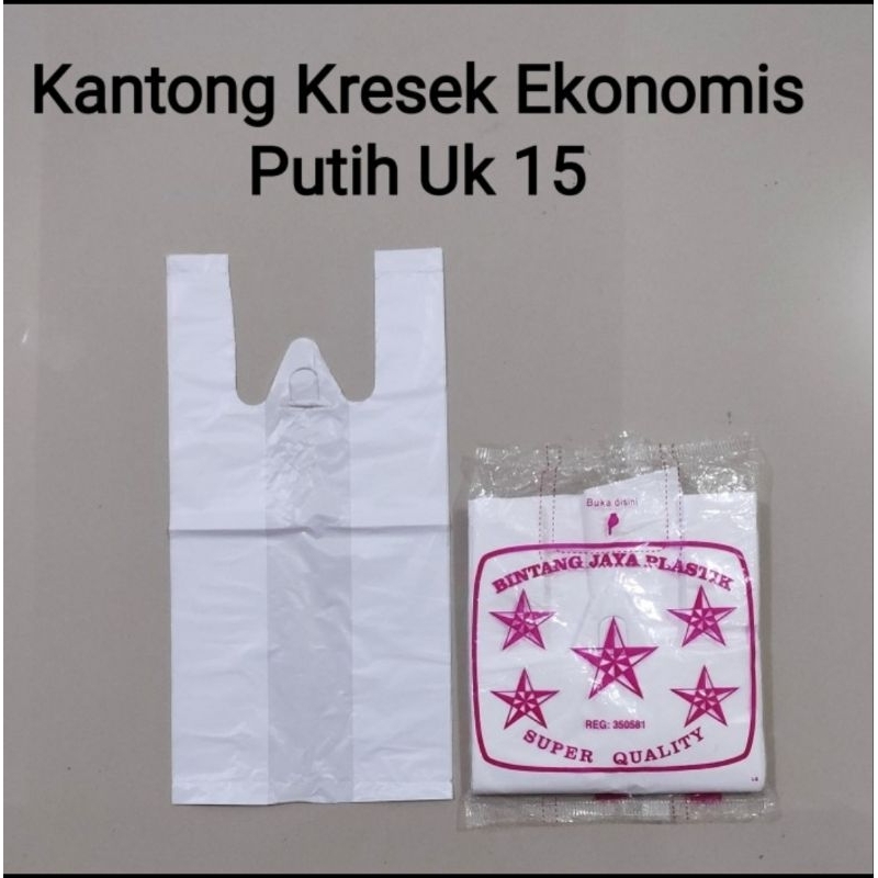 Eko Putih Uk 15 | Kantong Plastik, Kantong Kresek Putih Tipis Kecil
