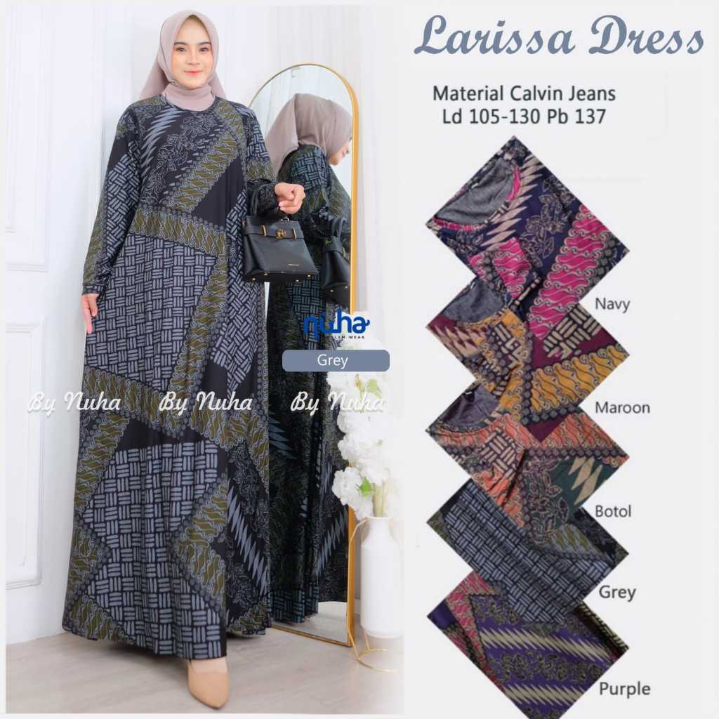 [BISA COD] GAMIS JUMBO CALVIN JEANS GAMIS TERBARU LARISSA MAXY JUMBO LURIKA DRESS LD MELAR 130