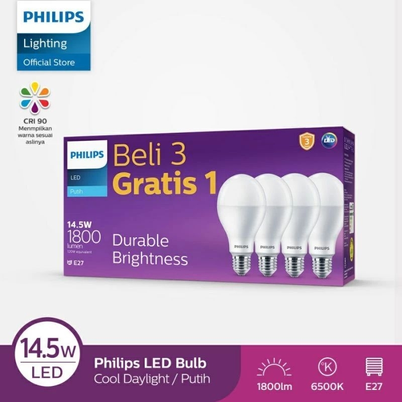 Philips Led 14.5 watt Pack Beli 3 Gratis 1