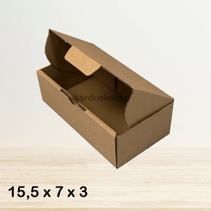 

Kardus 15,5 x 7 x 3 cm die cut tipe E Flute K150 box kotak karton packing