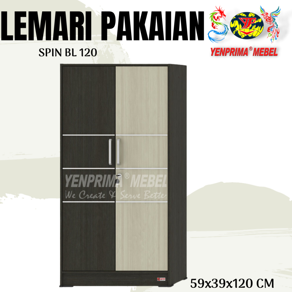 [YENPRIMA] Activ Lemari Pakaian Kecil Minimalis / Lemari Baju Serbaguna 2 Pintu / SPIN BL 120