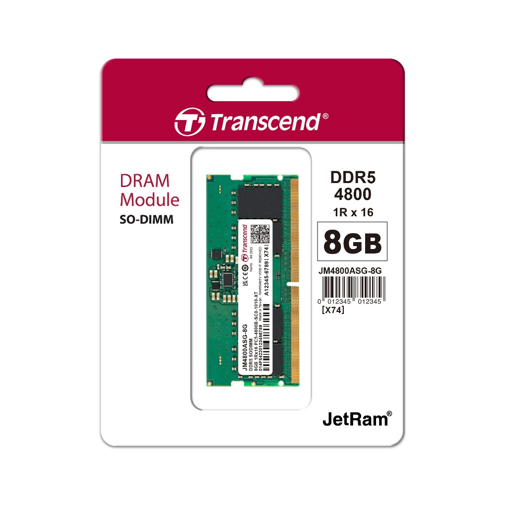 Transcend DDR5 8GB 4800MHz Sodimm - RAM Laptop (JM4800ASG-8G)