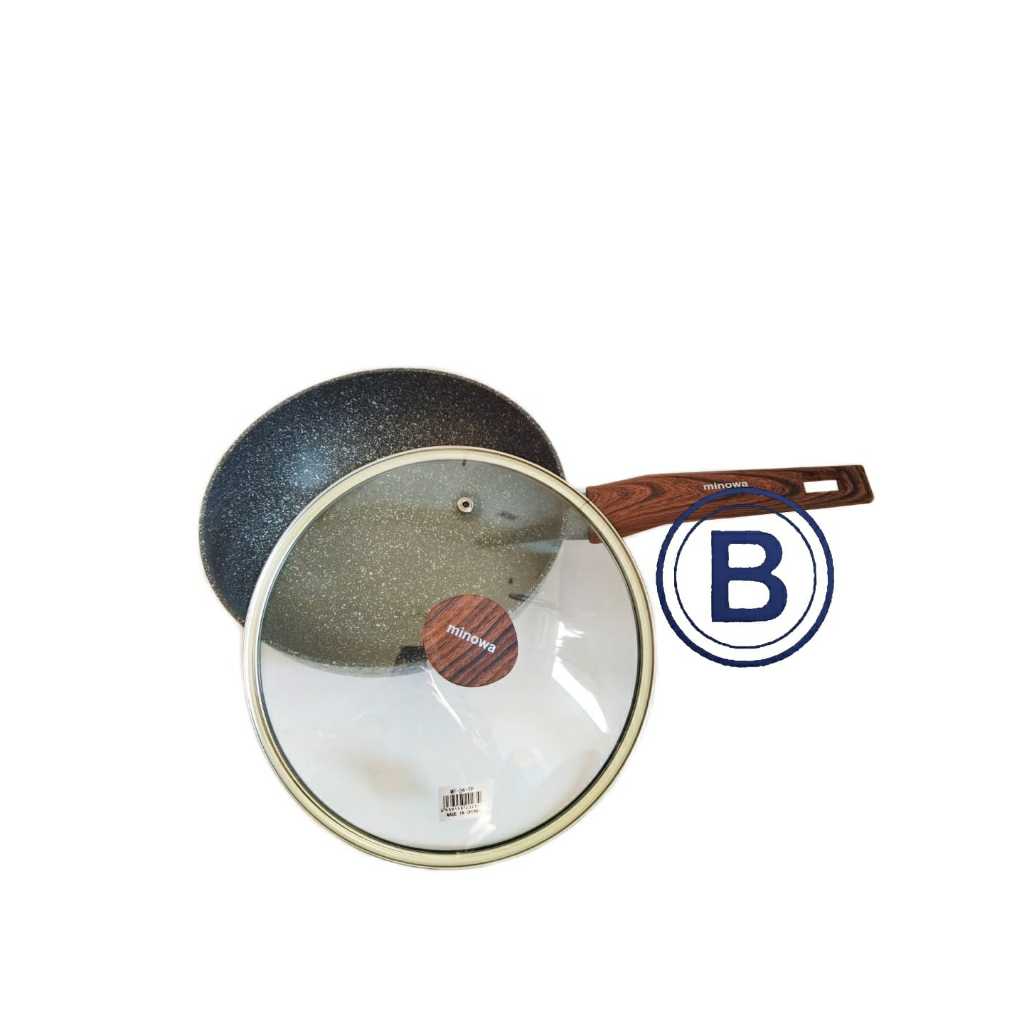 Yoshikawa - Frypan Keramik Tutup Kaca / Frypan Anti Lengket / Teflon Anti Lengket / Teflon Tutup Kac