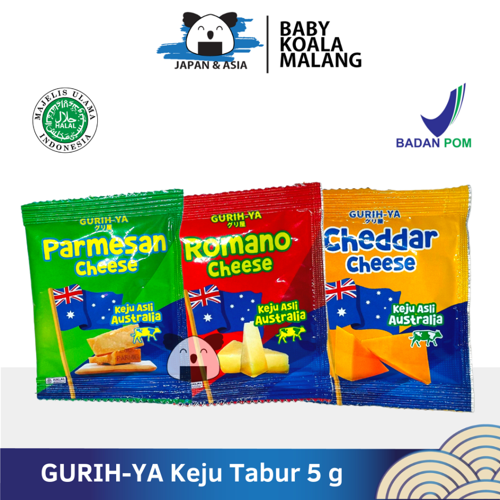 

GURIH-YA Keju Tabur Bubuk 5 g Halal | Parmesan Romano Cheddar Cheese