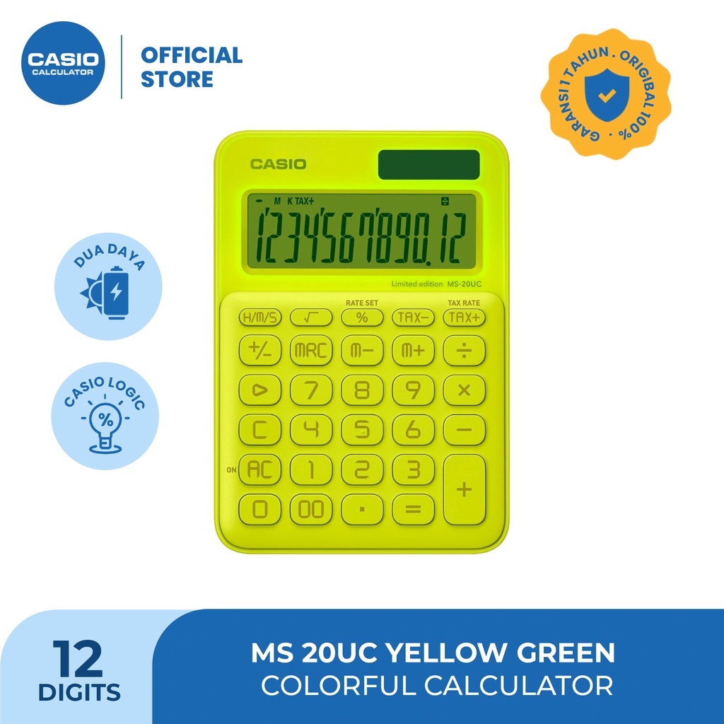 

Kalkulator CASIO - MS 20 UC NEON YELLOW GREEN