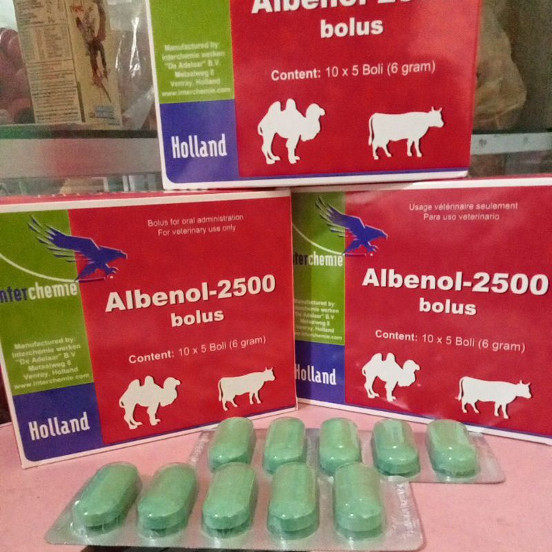 Albenol 2500 bolus obat cacing untuk hewan