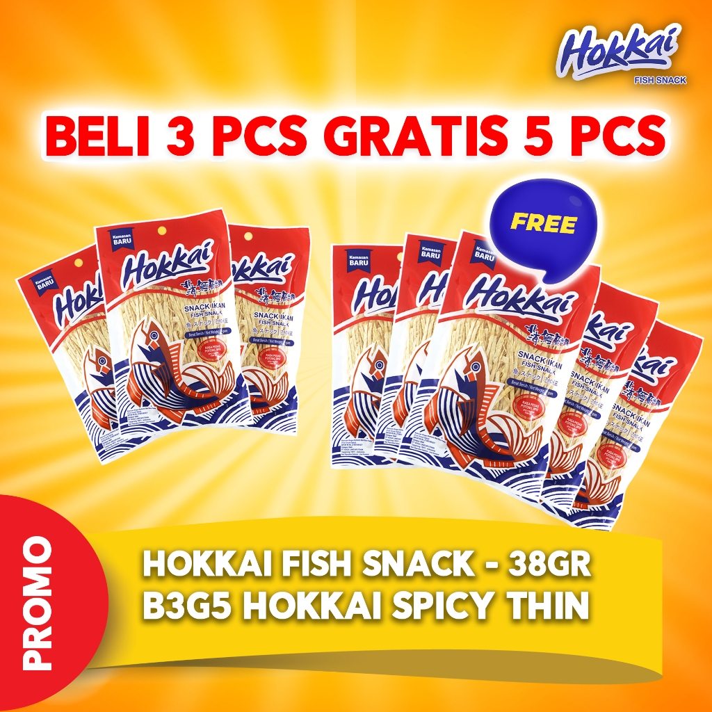 

Hokkai Fish Snack Beli 3 Spicy Thin 38 Gram Gratis 5 Spicy Thin 38 Gram