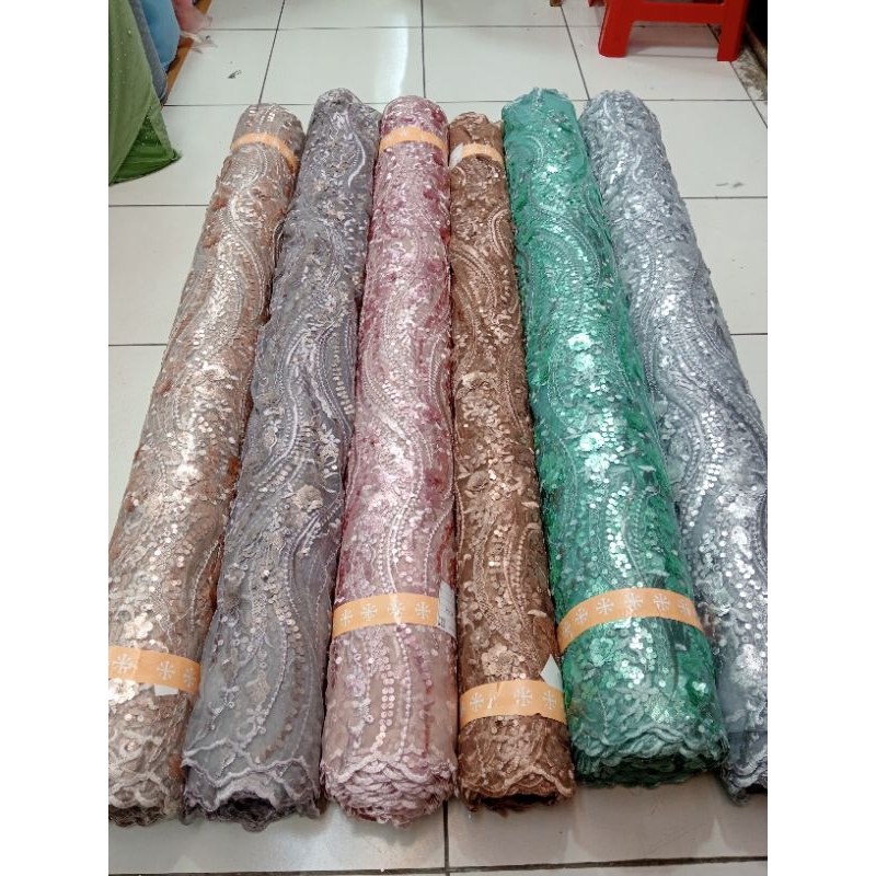 Bahan/kain tile bordir squin/tile bordir payet