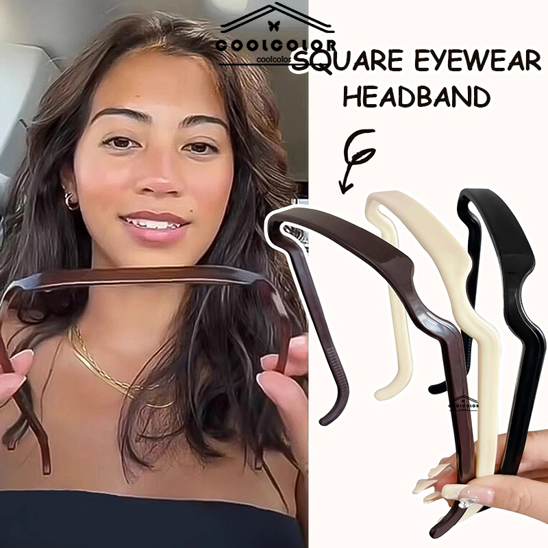 COD   Bando Kacamata Kotak Headband Sunglasses Retro Warna Hair Hoop Bando Kotak Korea Gaya Fashion 