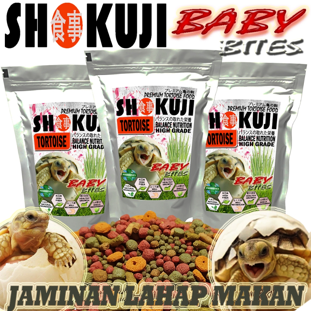 50GR TORTOISE FOOD SHOKUJI BABY PAKAN KURA DARAT SULCATA PARDALIS PELET SMALL BABY BITES MAKANAN KUR