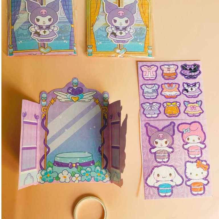 DIY stiker BP dress up sanrio 1pcs aktivitas anak Stiker wardrobe stiker jendela dress up sanrio - Mainan Aktivitas Anak bongkar pasang dress up  Quiet Book lemari sanrio kuromi melody Diy Mainan Edukasi Busy Book Buku Aktifitas Anak