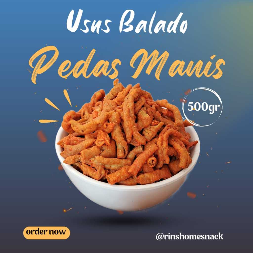 

Keripik Usus Ayam Goreng Tepung Balado Pedas Terlaris 500GRAM