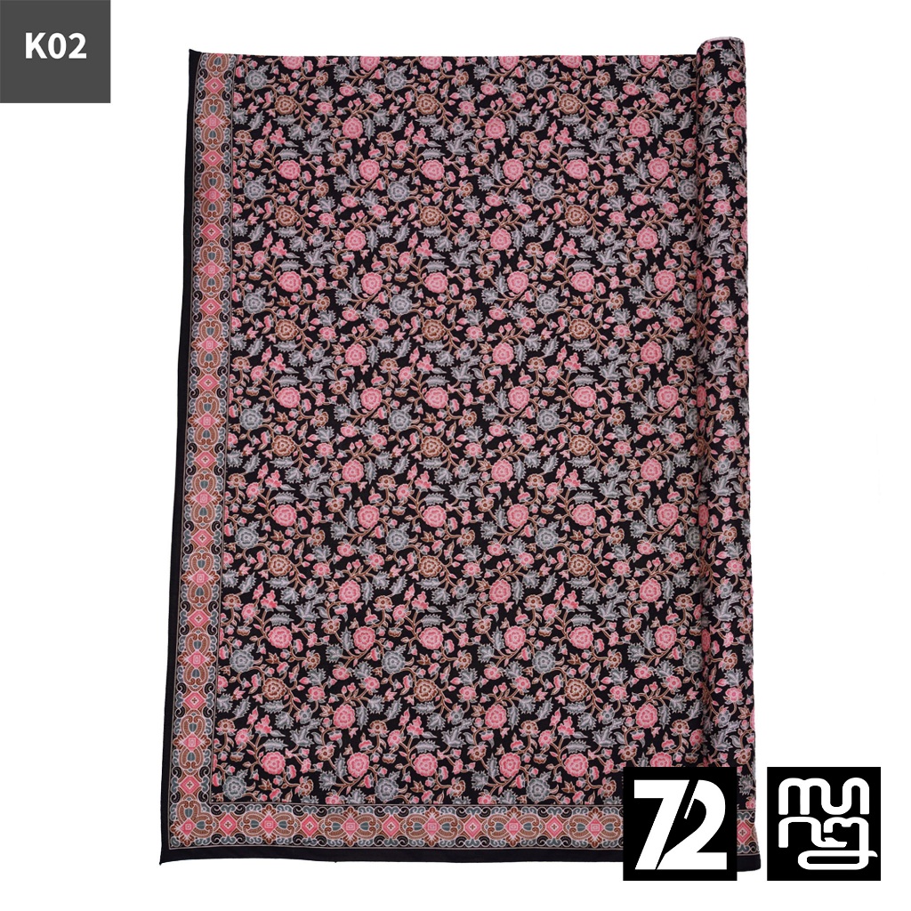 KAIN BATIK KATUN Premium Motif Kembang Warna Hitam Merah Muda 726596 Cap 72 Jarik Jarit Samping Keba