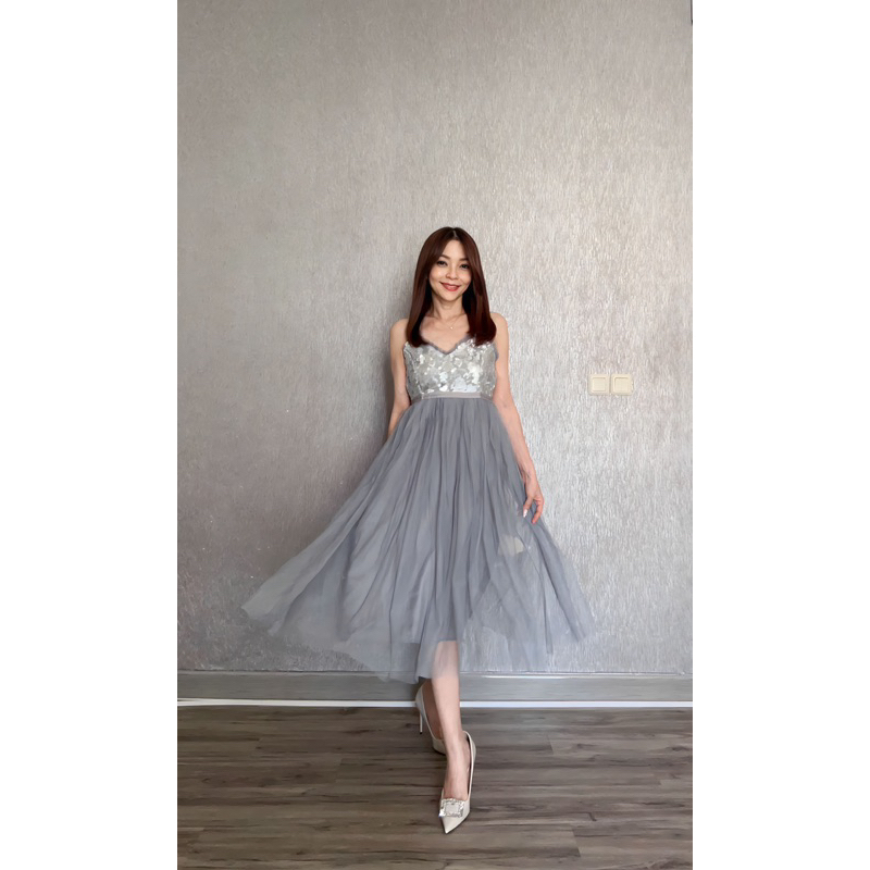 Dress Tamara gaun pesta tanktop dress manik manik