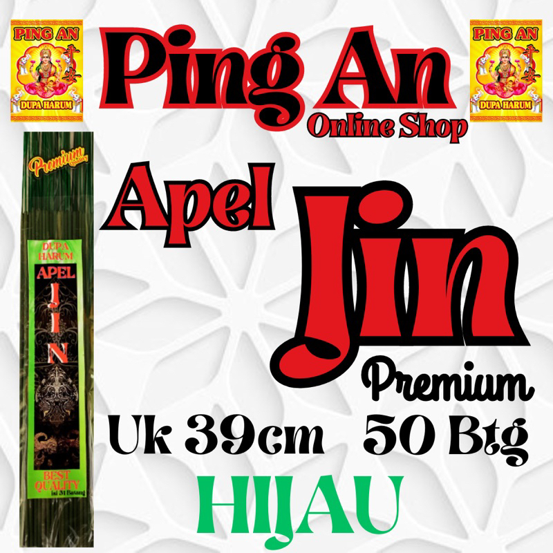 Dupa Hio Premium 50btg “APEL JIN” 39cm Hijau Kaki Hijau Pouch