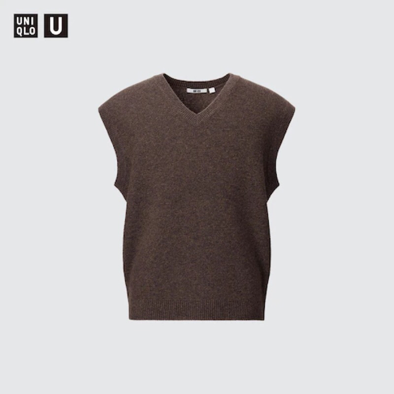 UNIQLO U Men Vest Rompi Pria Premium Lambswool Kerah V Neck