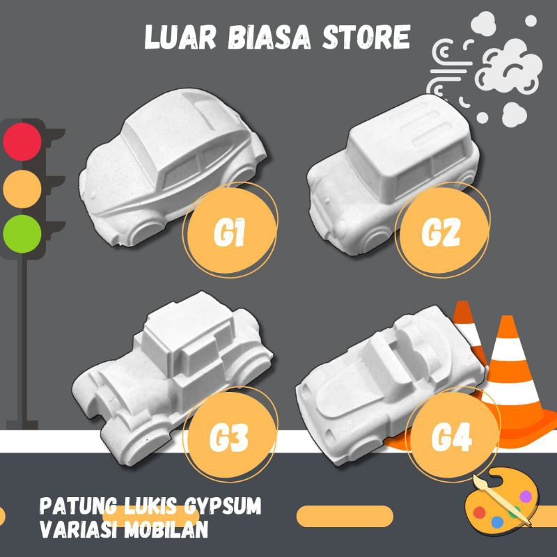 Melukis Patung Gypsum Sepecial Mobil Besar (Mainan Edukasi Anak)