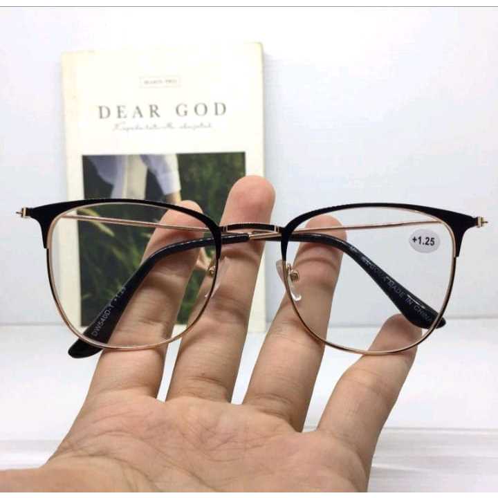 Kacamata Baca Plus Super Fokus +1.00 sd +3.00 Kaca Mata Rabun Dekat Wanita Frame Titanium Original O