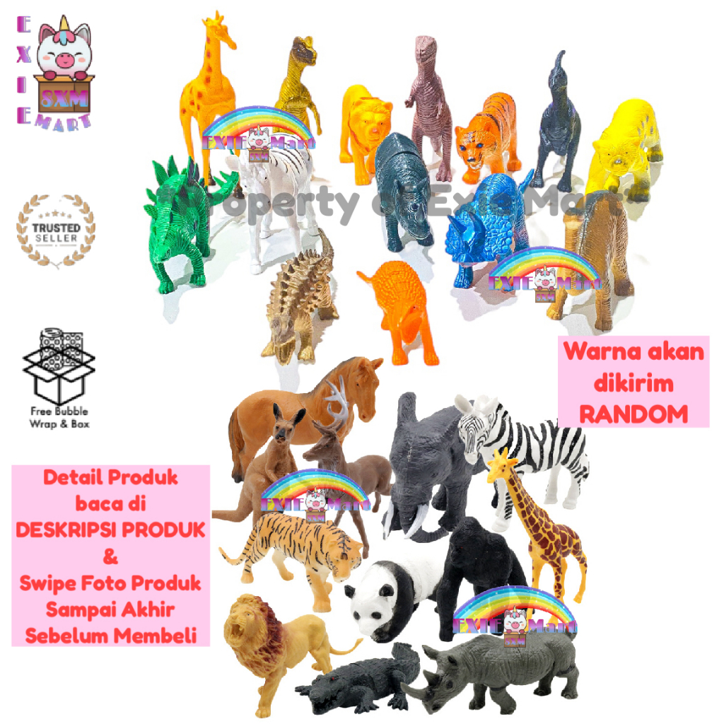 MAINAN ANAK HEWAN KECIL ANIMAL DINOSAURUS KARET - MAINAN BINATANG LIAR KARET ANIMAL FIGURE WILD ANIM