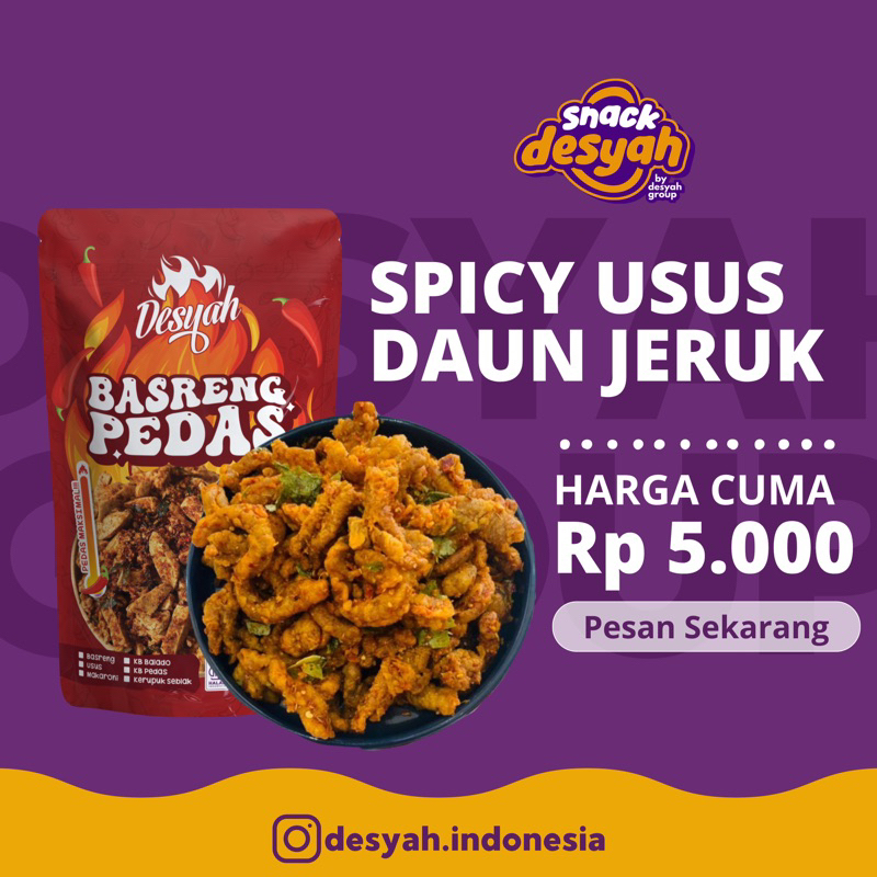 

KEMASAN BIASA KERIPIK USUS PEDAS DAUN JERUK 80 GR SNACK PEDAS KEKINIAN MAKANAN RINGAN
