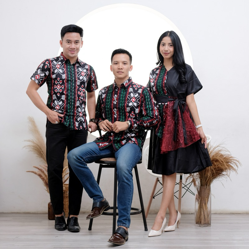 KEISHAN.ID-DRESS TILE ANDIN & KEMEJA batik katun pekalongan motif songket indonesia couple lebaran n