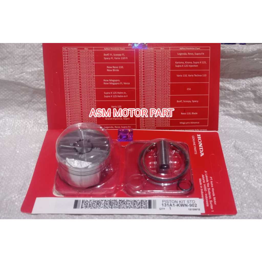 PISTON KIT RING SEHER SET HONDA VARIO 125 F1 STD STANDAR KWN SEHER VARIO 125 STD STANDAR KWN