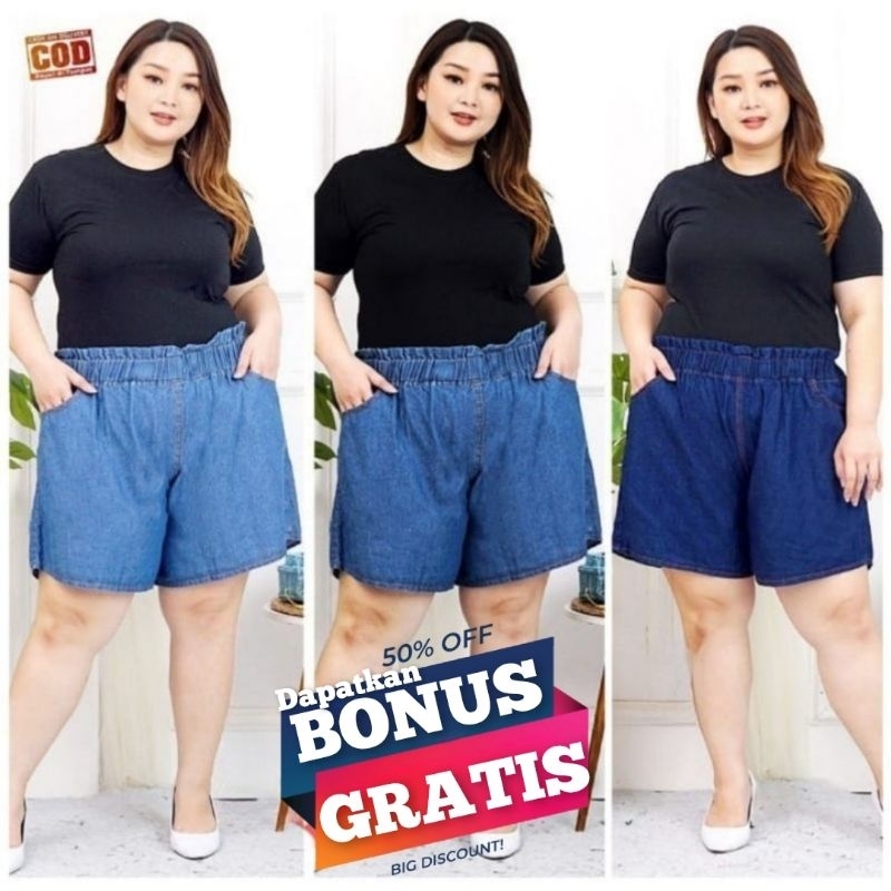 CELANA PENDEK HOTPANTS FENY JEANS JUMBO Muat bb 100kg SONYA HOTPEN JEANS BIG SIZE SONYA