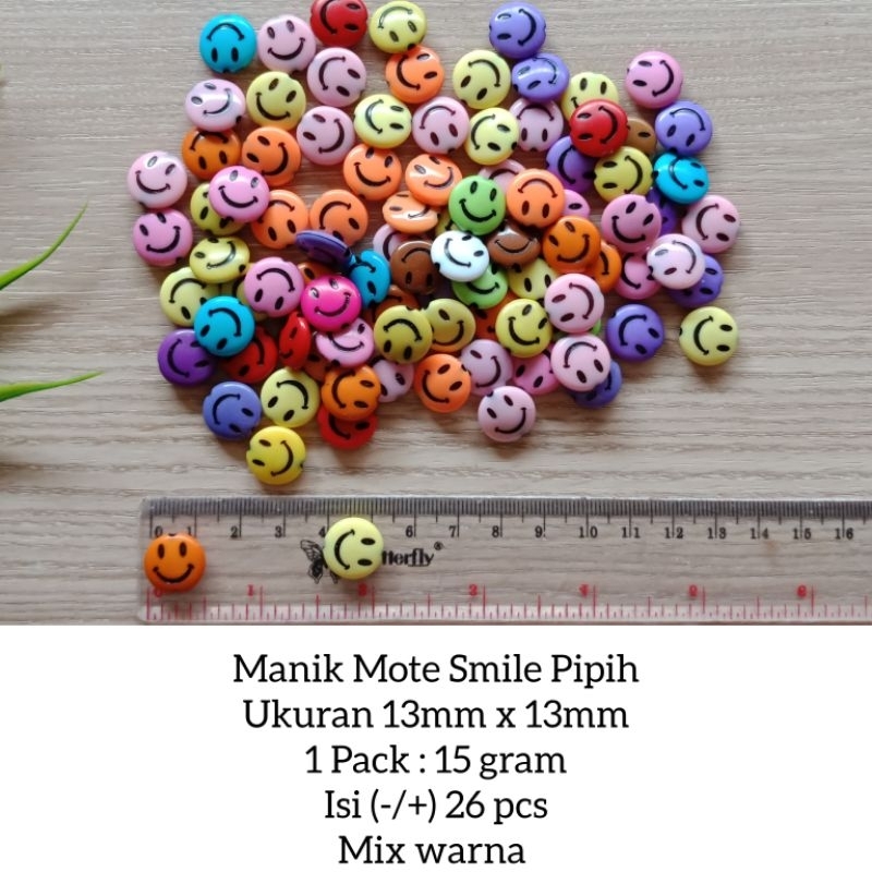 Manik smile besar / manik smile bulat / manik smile bulat pipih / manik smile pipih / mote smile / m