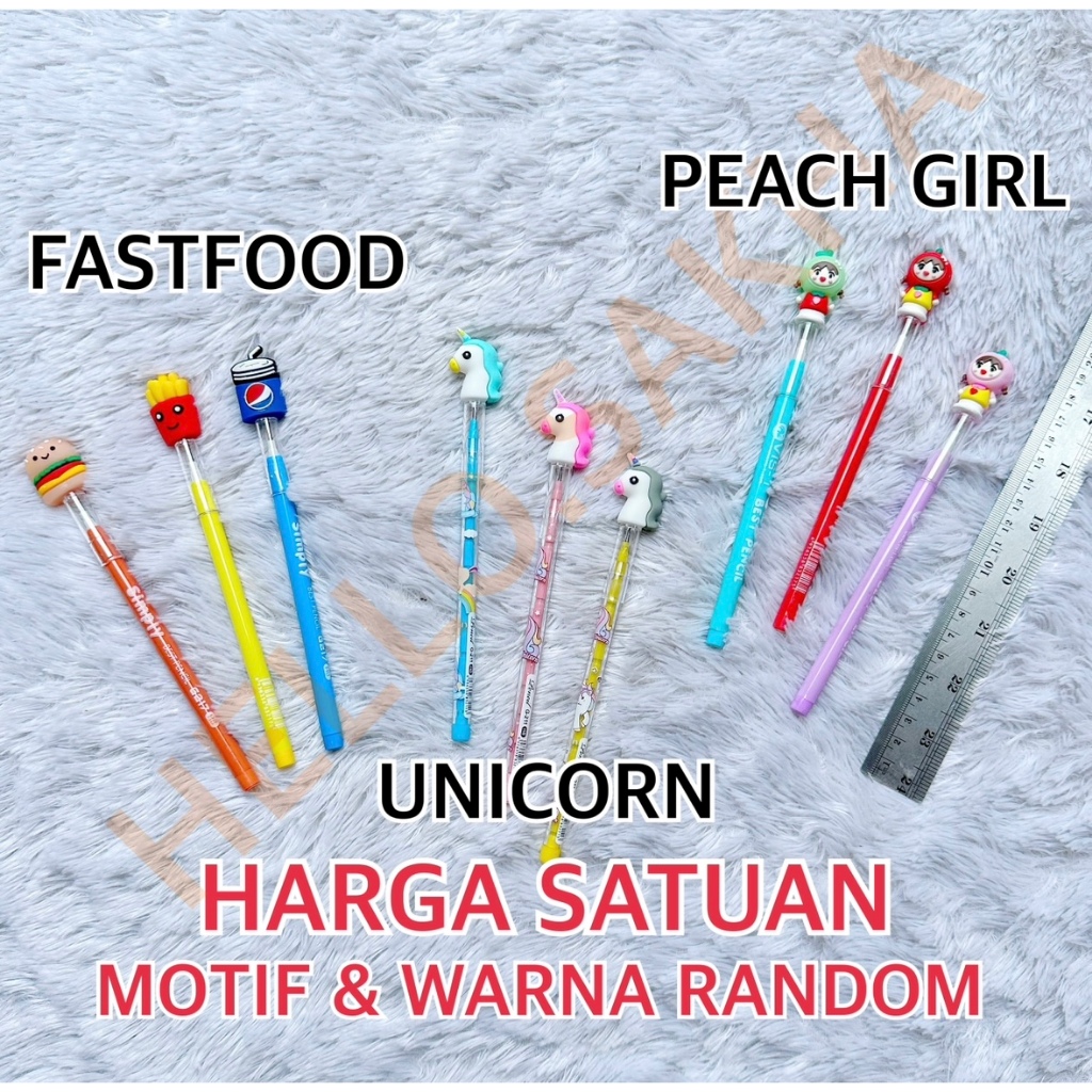 

PENSIL BENZIA BENSIA UNICORN FAST FOOD PEACH GIRL WARNA WARNI LUCU PENCIL TUMPUK ATK SUSUN SUSUN HARGA SATUAN ALAT TULIS SEKOLAH