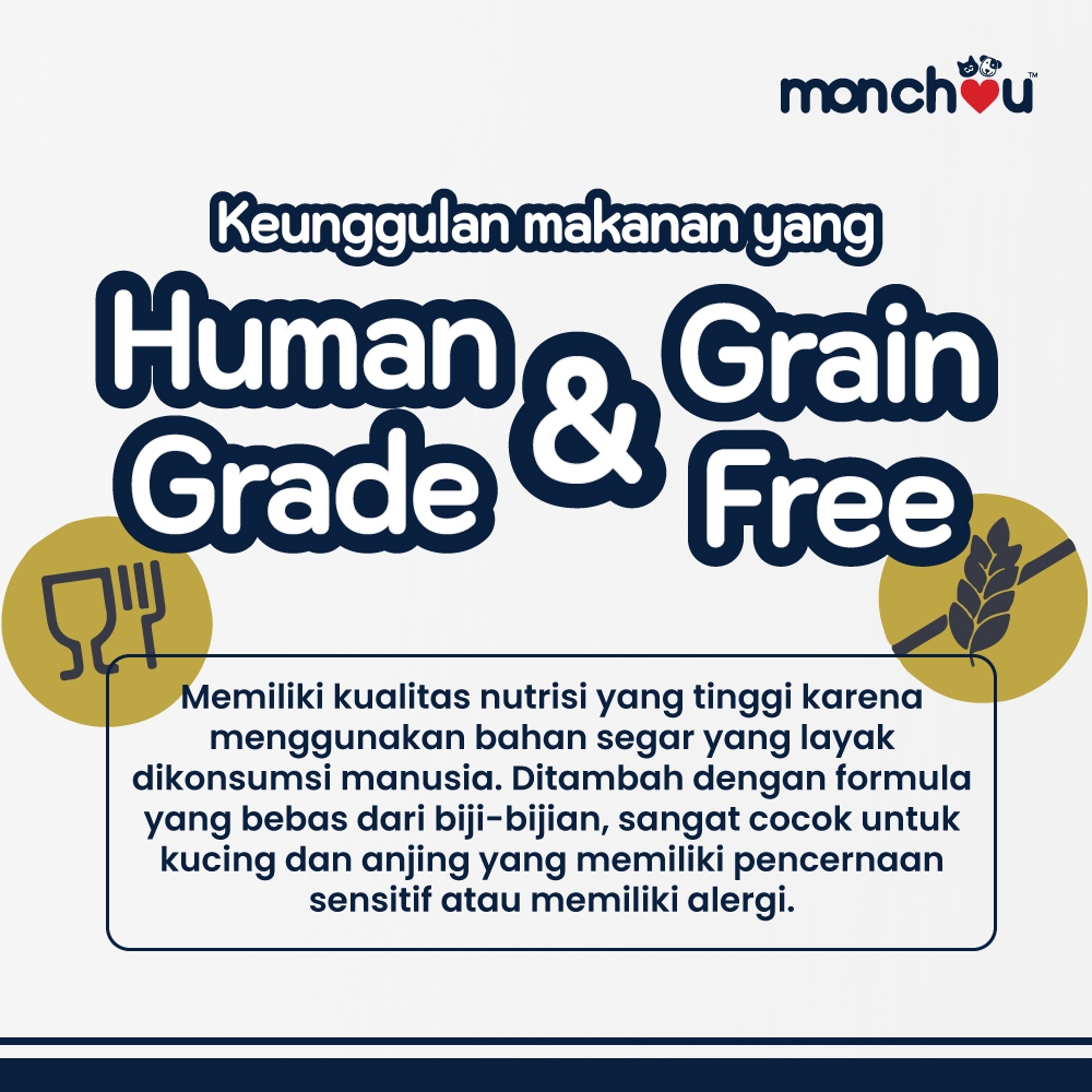 Monchou Makanan Anjing Human Grade Chicken &amp; Tuna Mousse 70gr