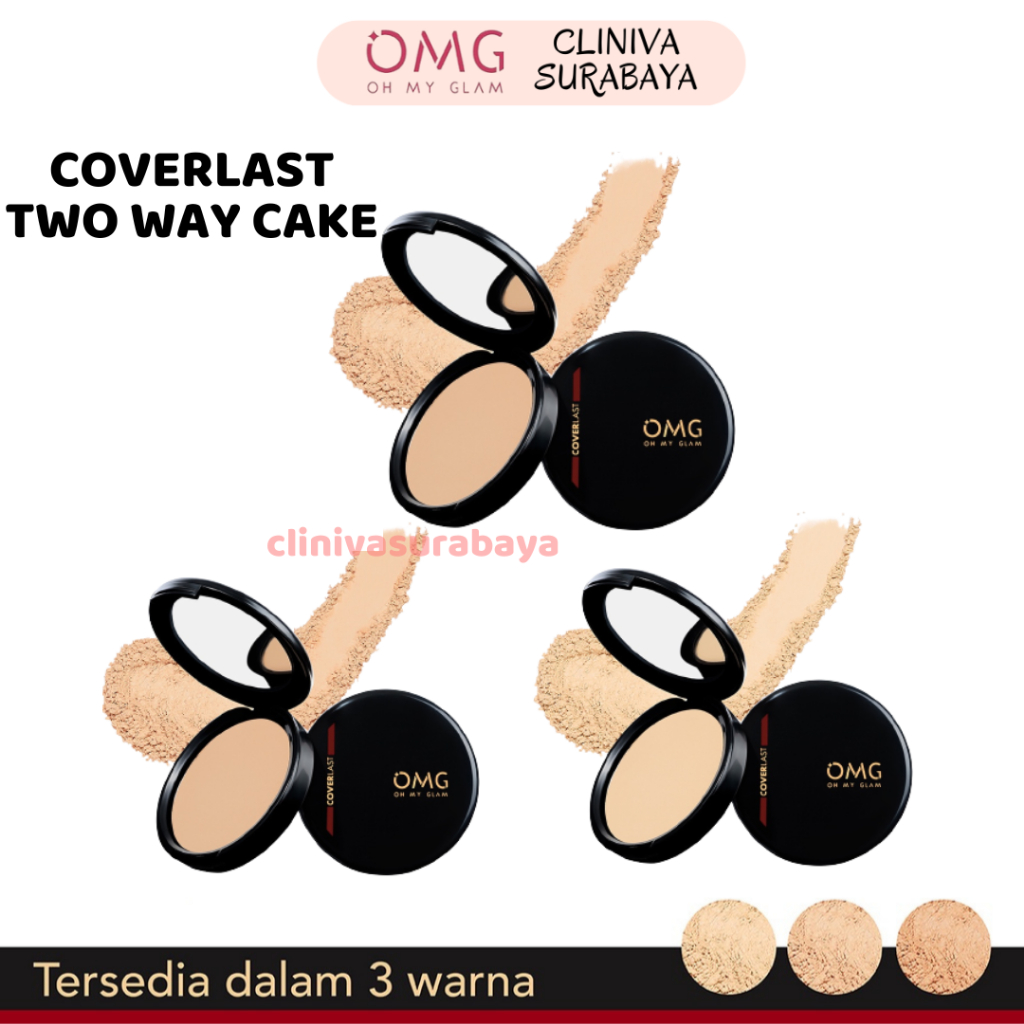 OMG Oh My Glam Coverlast Two Way Cake Indonesia / Bedak Padat 12g / Kontrol Minyak 8 Jam Flawless Bo
