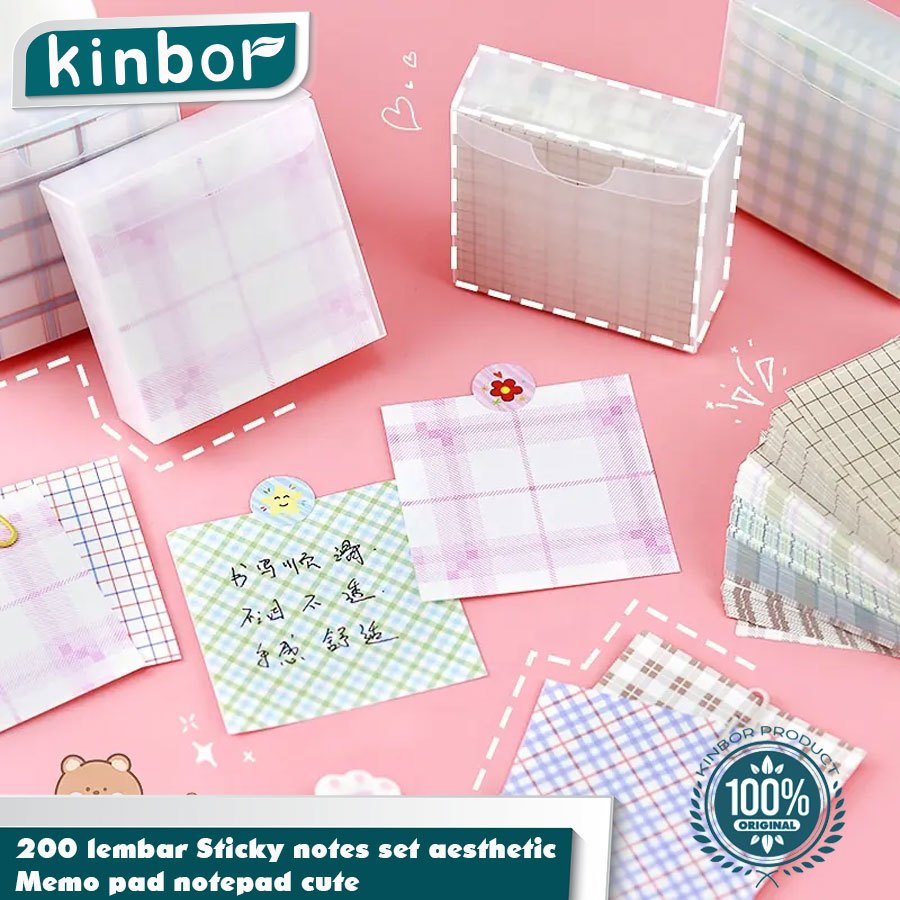 

Kinbor 200 lembar Sticky notes set aesthetic/ Memo pad/ notepad cute