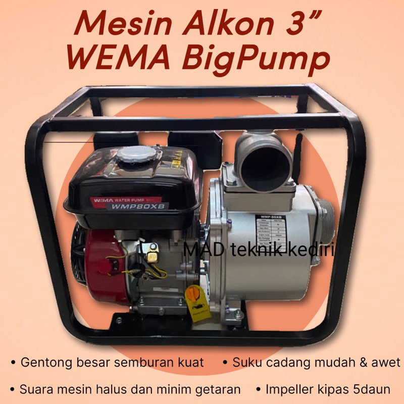 Mesin Pompa air Sawah 3 inch Weima WEMA WMP80XB gentong besar Alkon Waterpump 3” WEMA bigpump KOREA