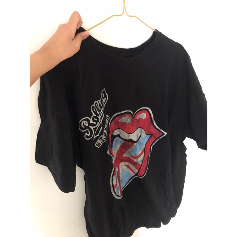 Kaos T-shirt Black Vintage The Rolling Stones British Tongue Original Rare