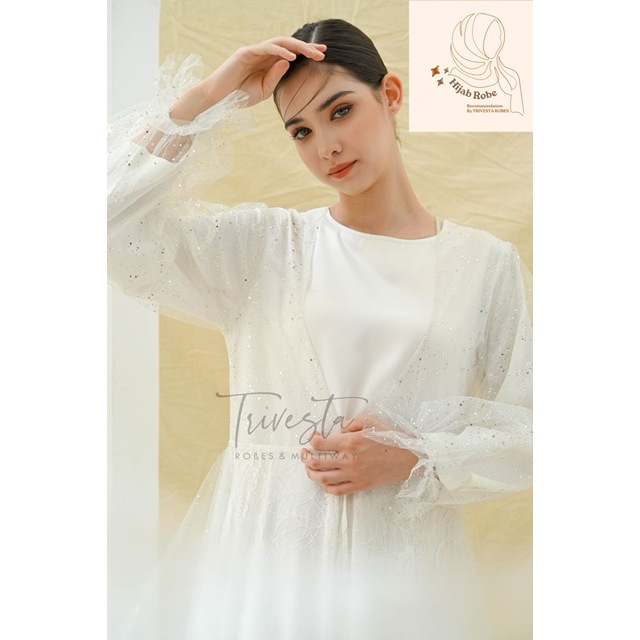 Trivesta Robes -  Hijab Looks- Eleanor Robe - Enchanted Collection - Kimono Pengantin Bride Robe Mat