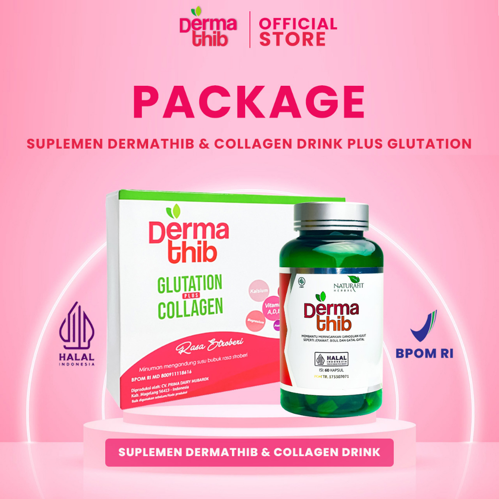 DERMATHIB Paket Glowing Kapsul Dermathib dan Collagen Plus Glutation Minuman Kolagen BPOM